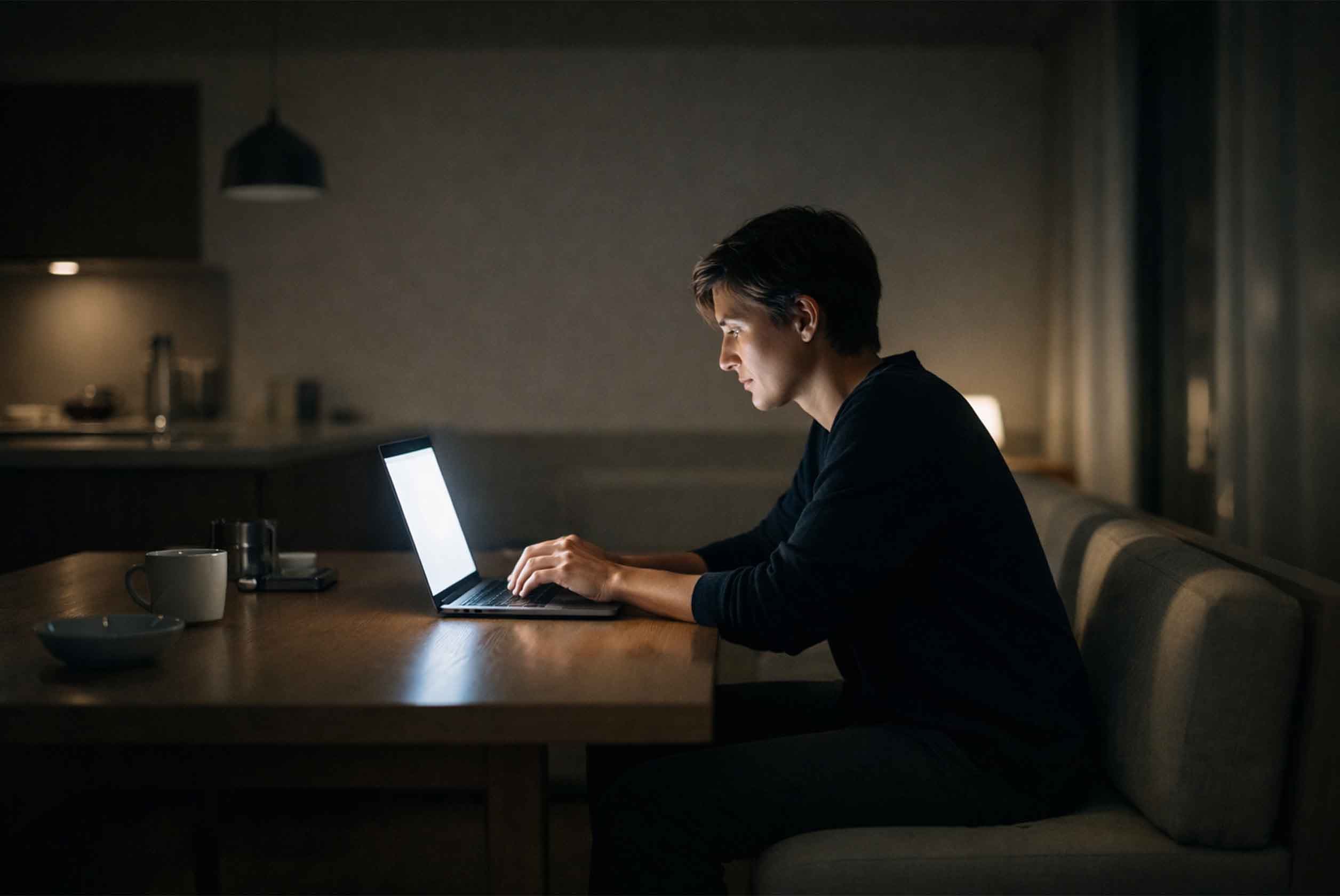 AI app interface glow in a home setting